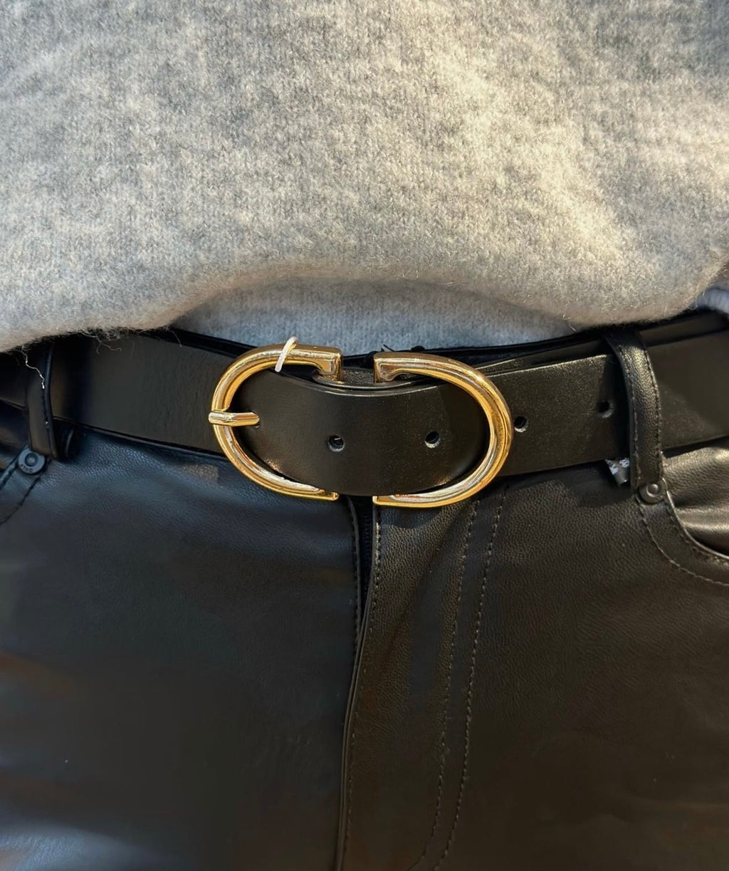 VERO MODA - SARA COATED BELT - BLACK/GOLD