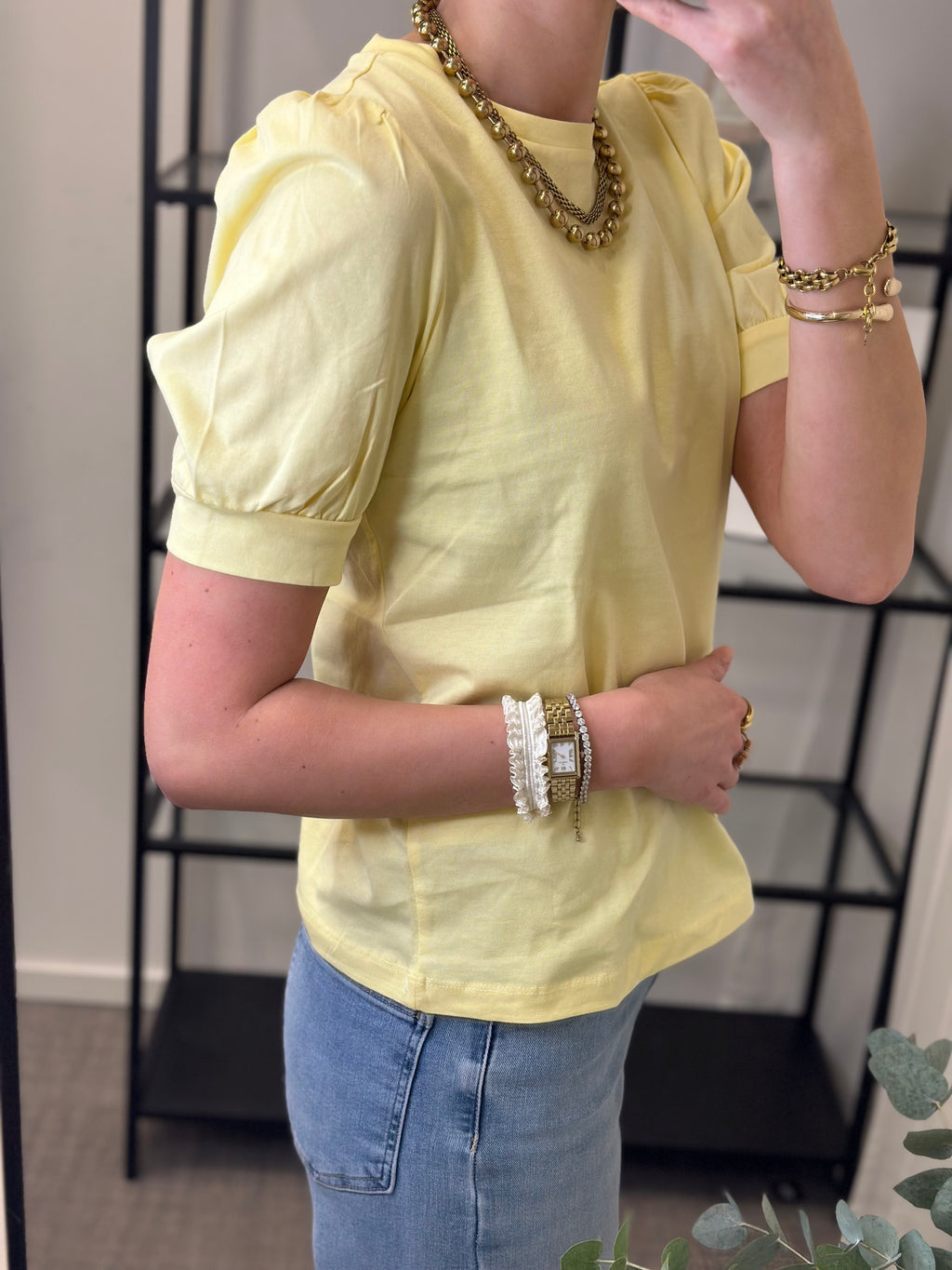 AWARE - KERRY 2/4 O-NECK TOP - LEMON MERINGUE