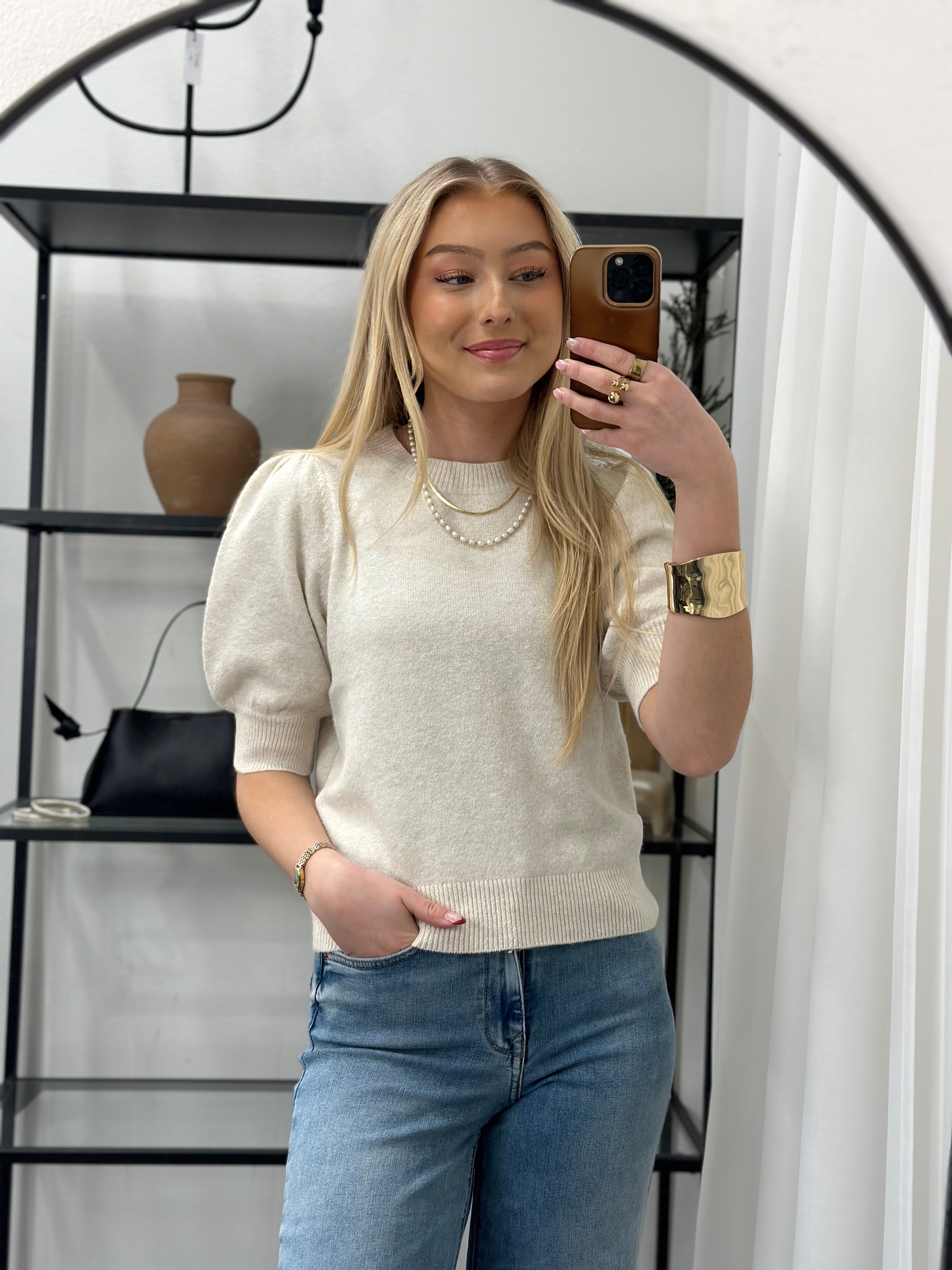 VEROMODA - DOFFY 2/4 O-NECK PULLOVER - BIRCH/MELANGE