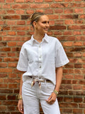PIECES - SKY SS A-SHAPE DENIM TOP - BRIGHT WHITE