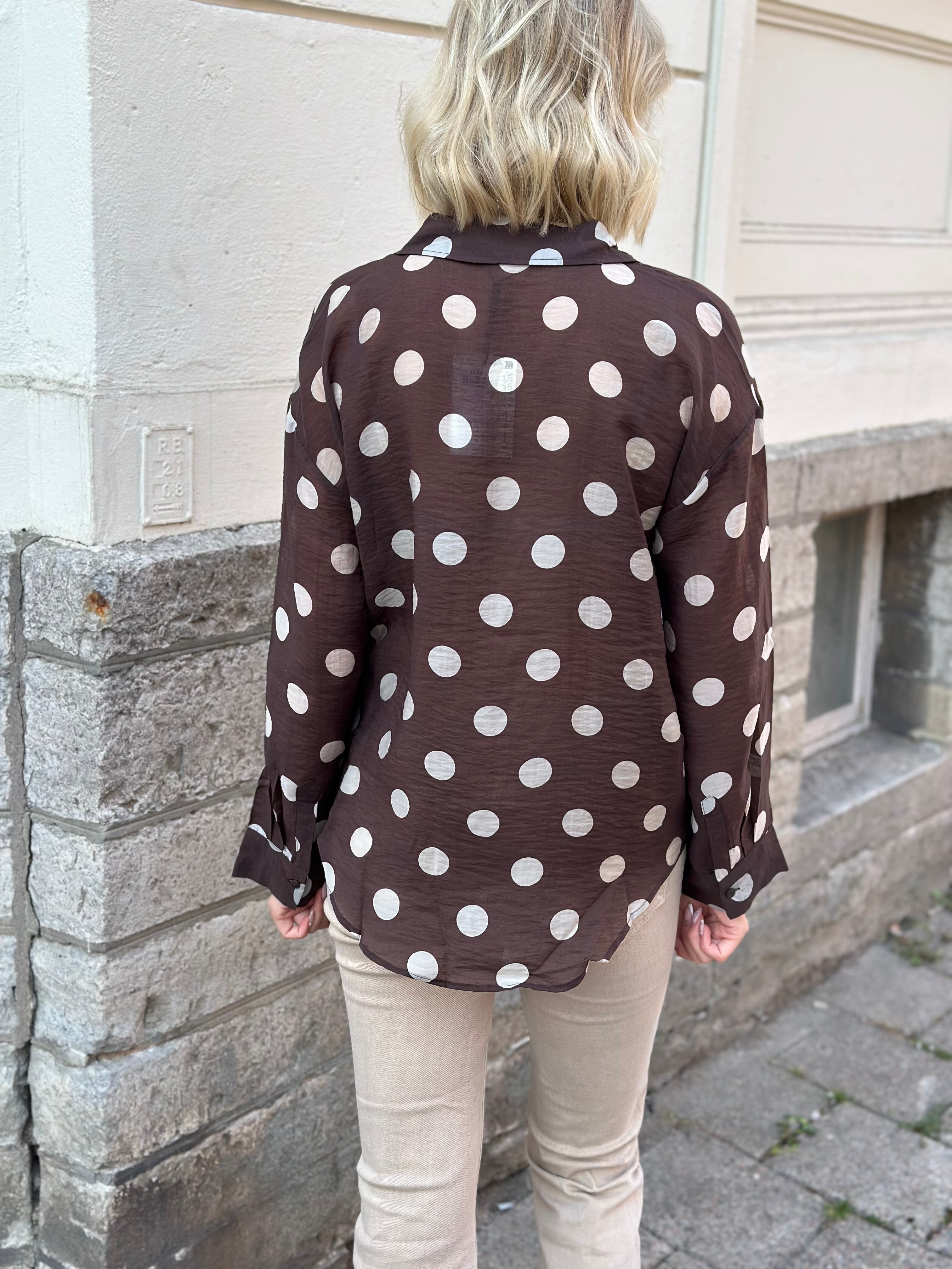 JDY - FAY L/S SHIRT - COFFEE BEAN/ CEMENT DOT
