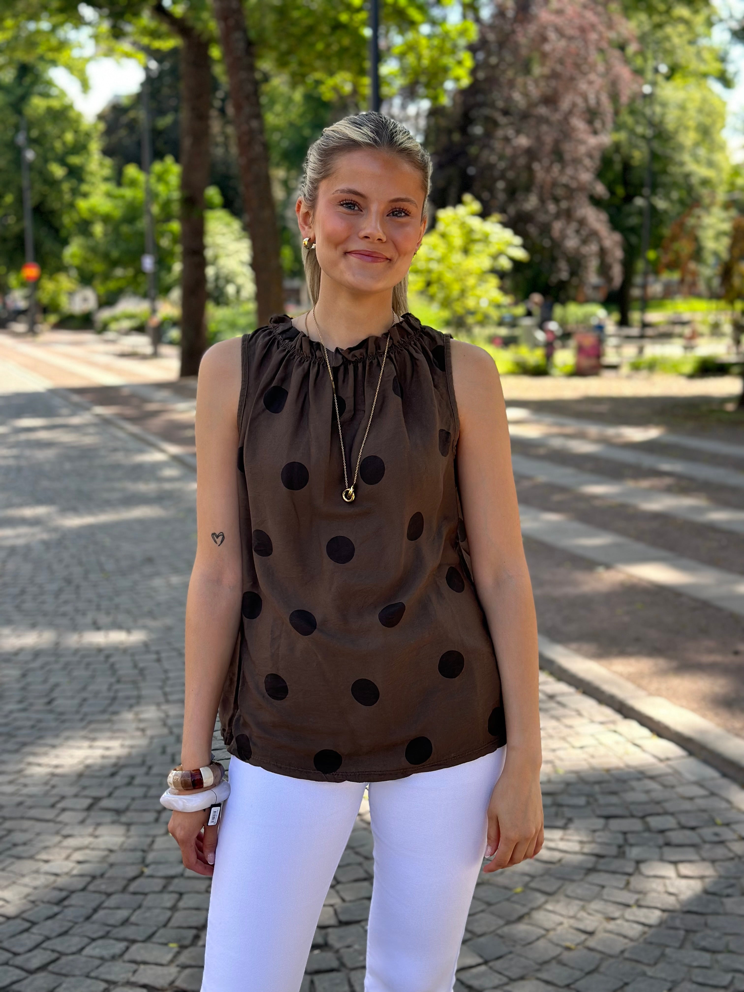 MARTA - LUCINA TOP 2319 - BROWN/DOT