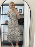 ONLY - CHINTI S/S LONG DRESS - TARMAC/KAJA GRAPH
