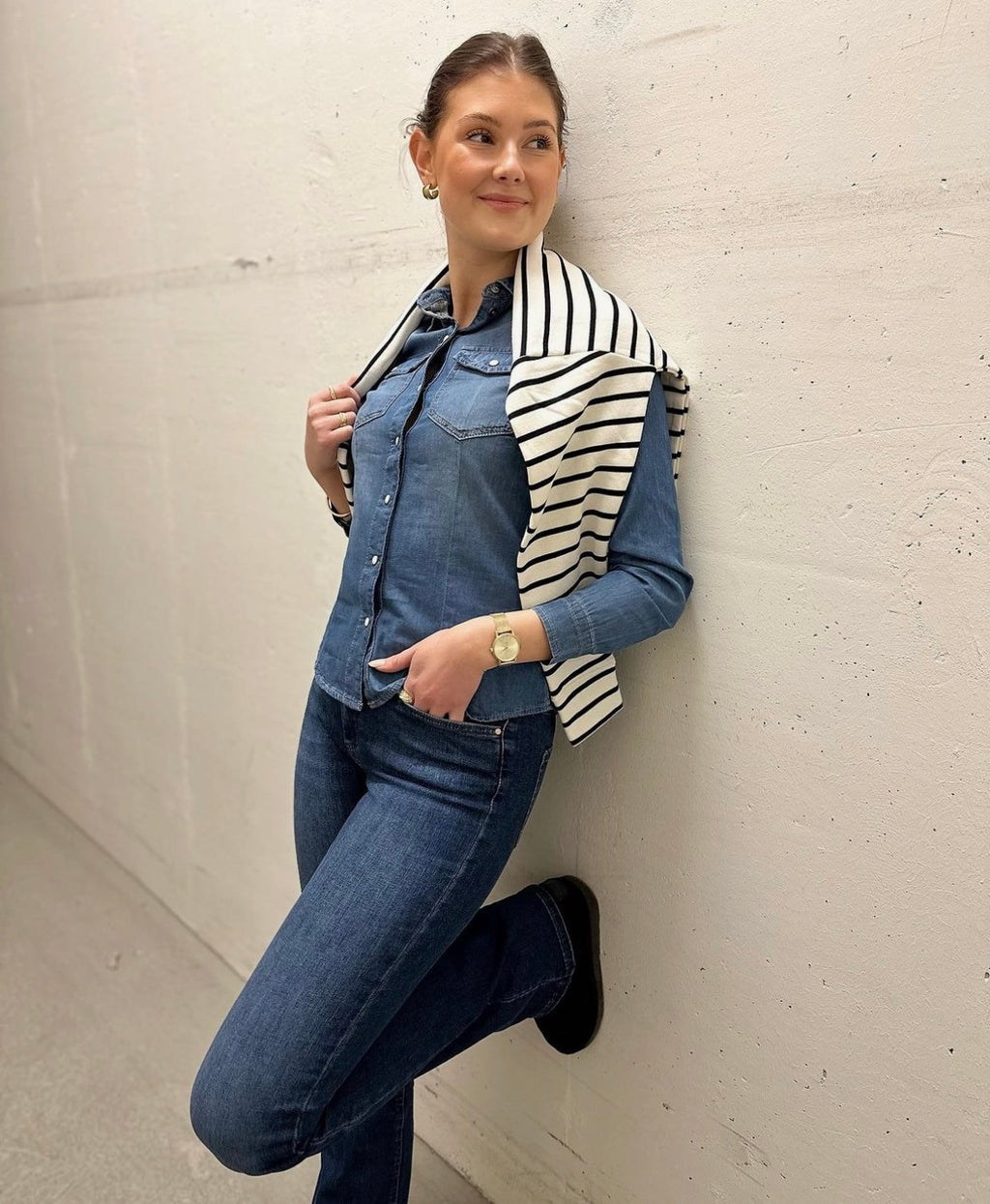 ONLY - ALEXA L/S DNM SHIRT ANA - MEDIUM BLUE DENIM