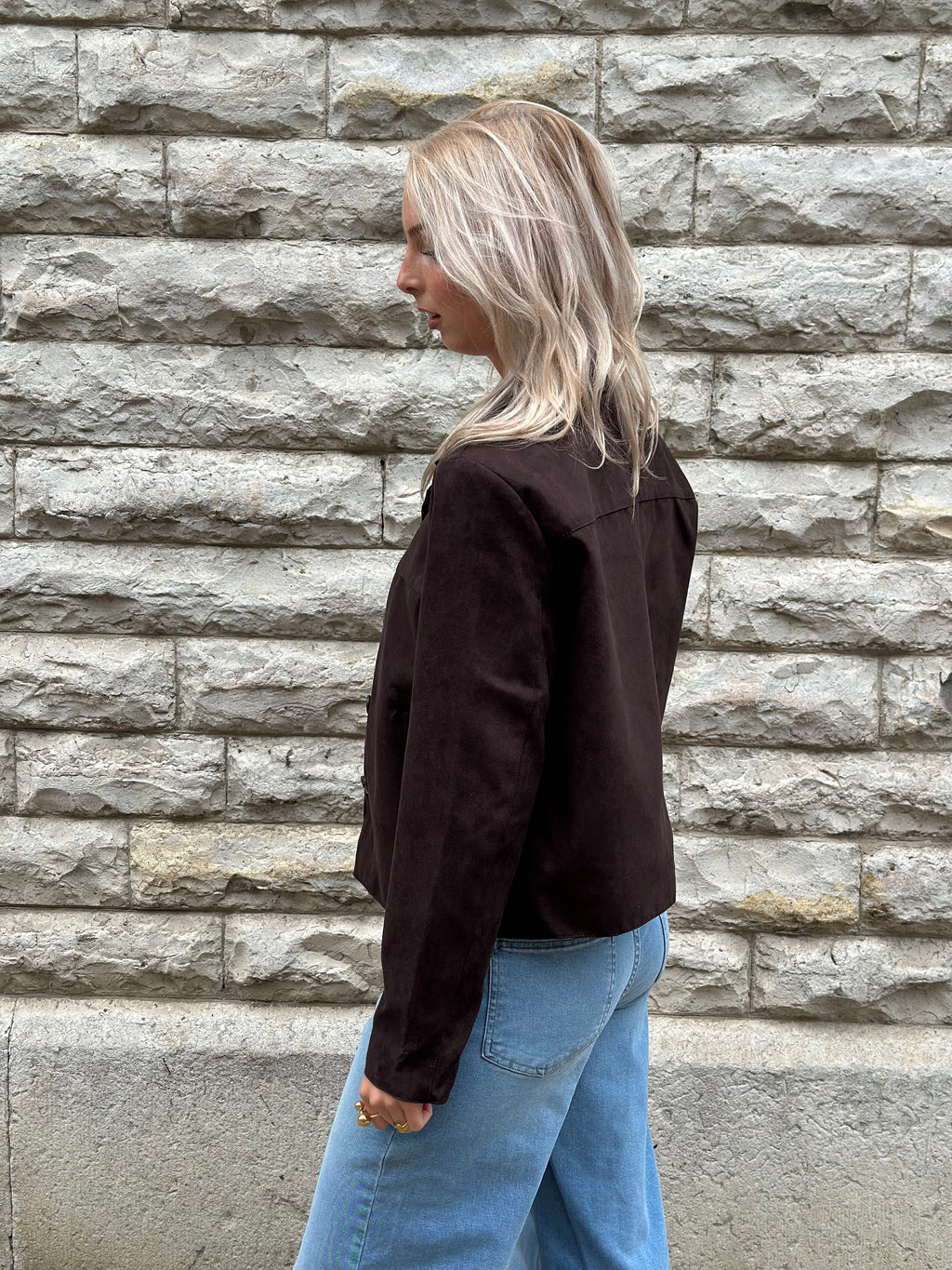 JDY - NICO FAUX SUEDE JACKET - CHOCOLATE TORTE