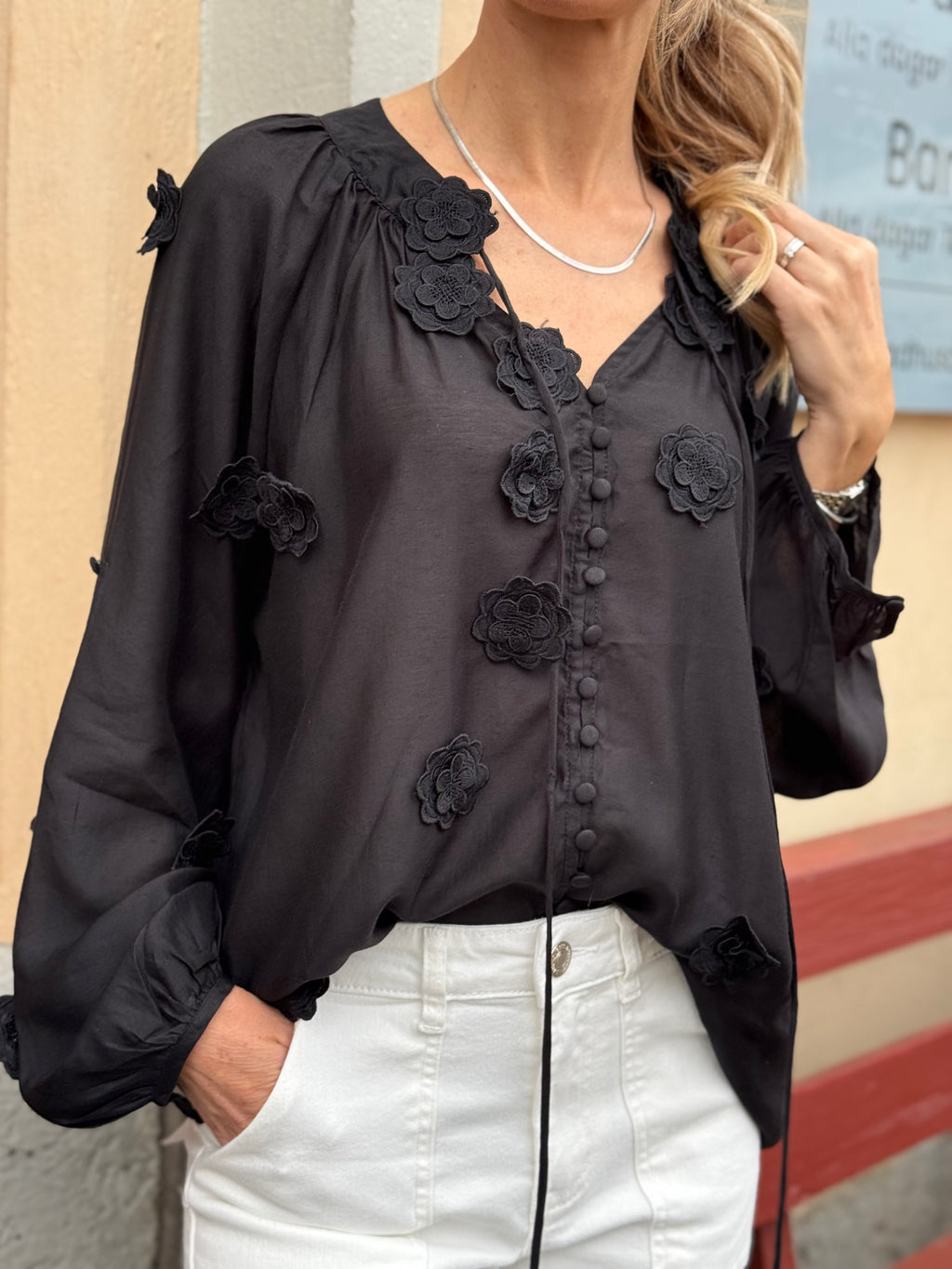 COSY HOUSE - FLOWER BLOUSE M-4140 - BLACK
