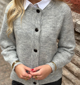 SELECTED FEMME - LULU SHORT CARDIGAN - LIGHT GREY MELANGE