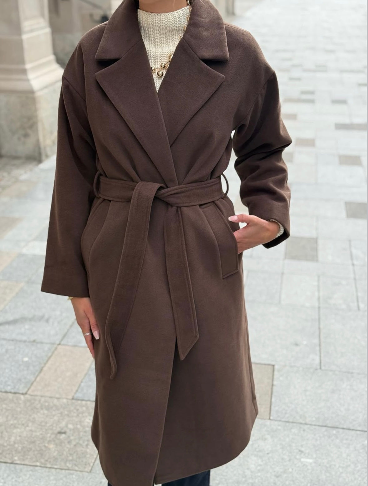 SOAKED - RUBIE BELTED COAT - HOT FUDGE 190913