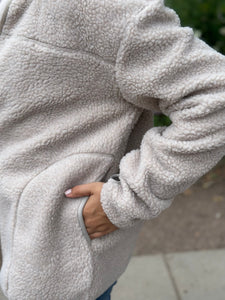 PIECES - SADIA TEDDY JACKET - SILVER GRAY