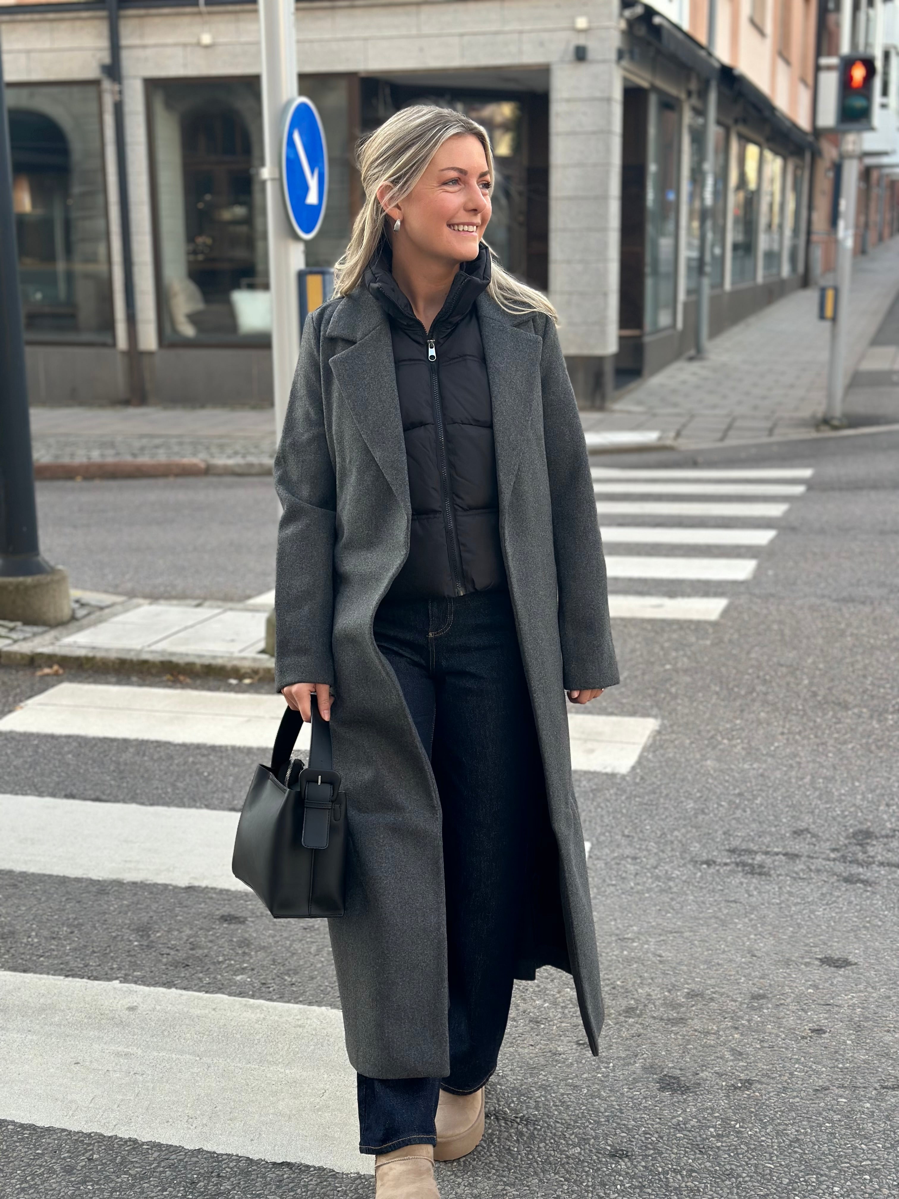 VERO MODA - FORTUNEAYA XTRA LONG COAT - DARK GREY MELANGE