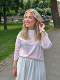 PIECES - SADIE LS TOP - BRIGHT WHITE/ROSEATE SPOONBILL