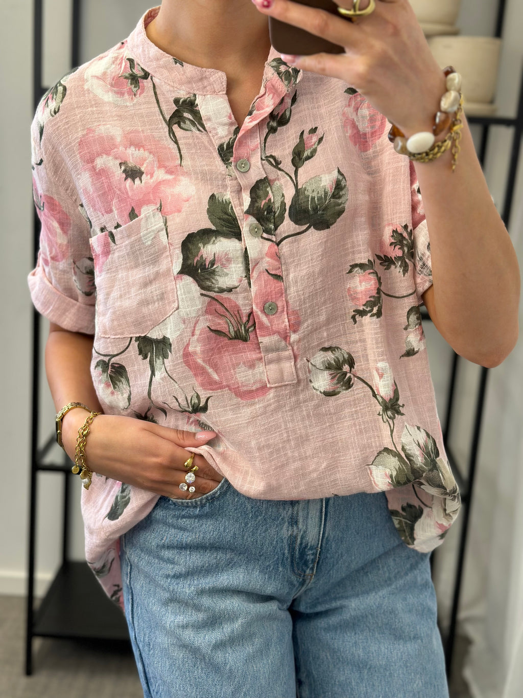 JÖRLEVIK - FLOWER BLUSE - ROSA