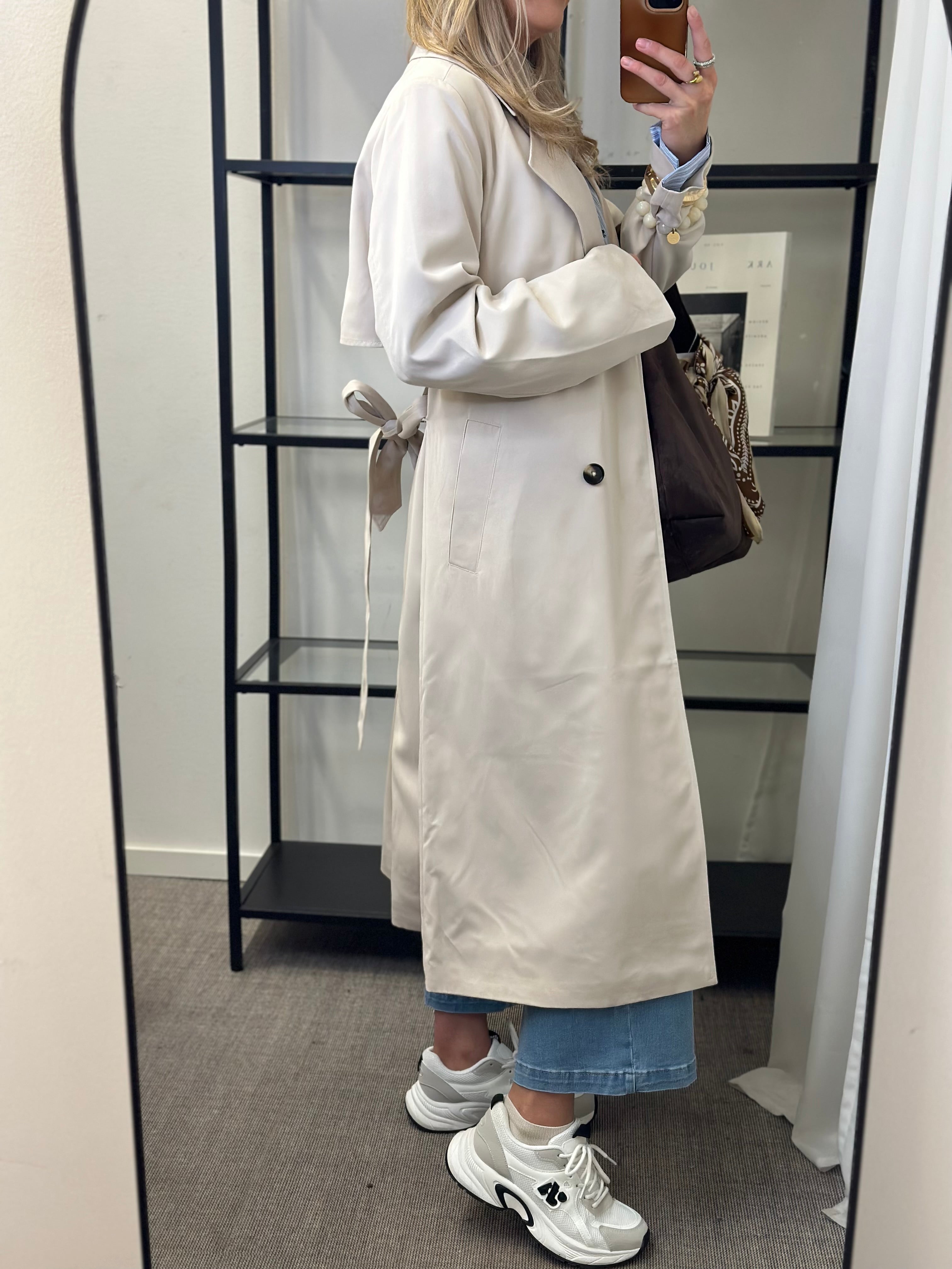 PIECES - SCARLETTE LS TRENCHCOAT - SILVER GREY