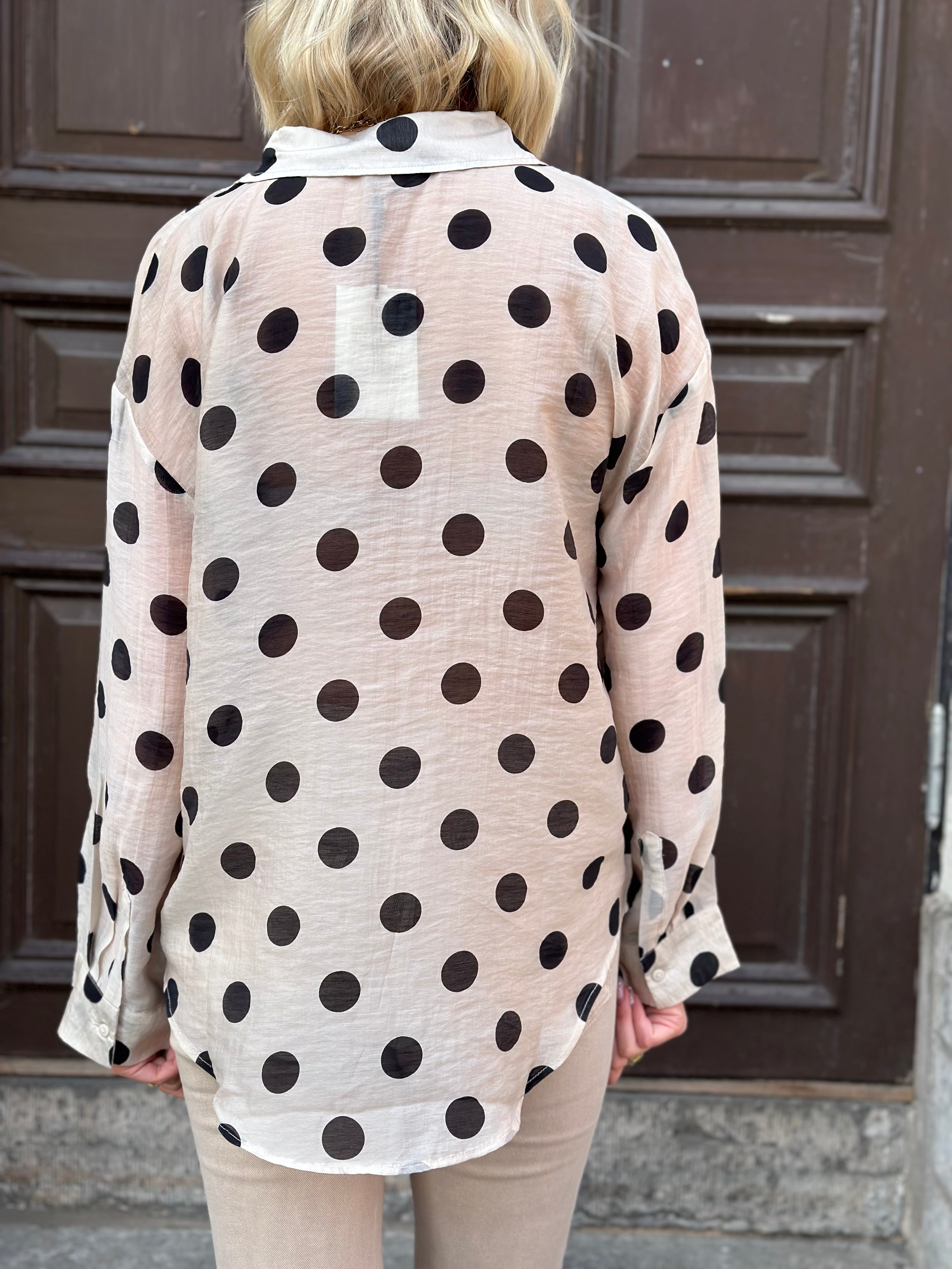 JDY - FAY L/S SHIRT - CEMENT/BLACK DOT