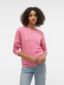 VERO MODA - DOFFY LS O-NECK BLOUSE - RASPBERRY SORBE/MELANGE