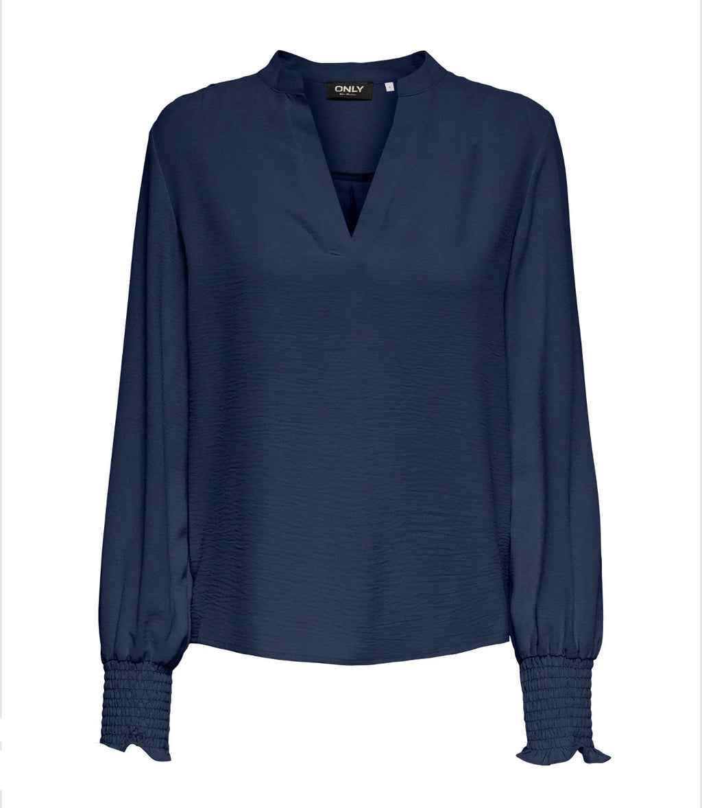 ONLY - METTE V-NECK LS SMOCK TOP - NAVAL ACADEMY
