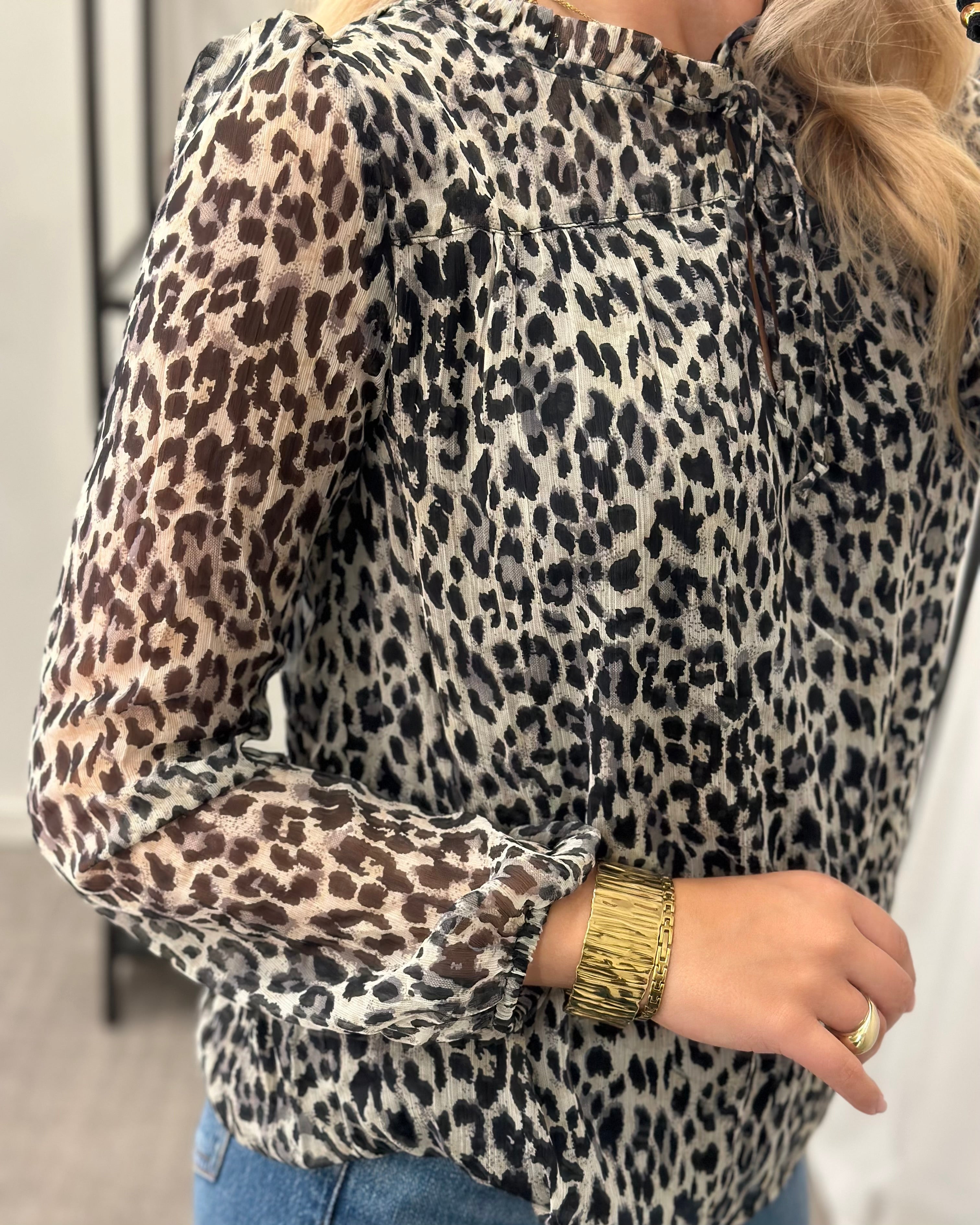 ONLY - DITSY L/S BLOUSE - BLACK/LEONORA
