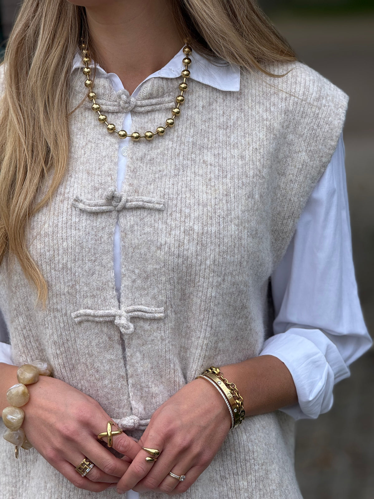 MARTA - CELESTIA KNIT VEST 9980 - BEIGE