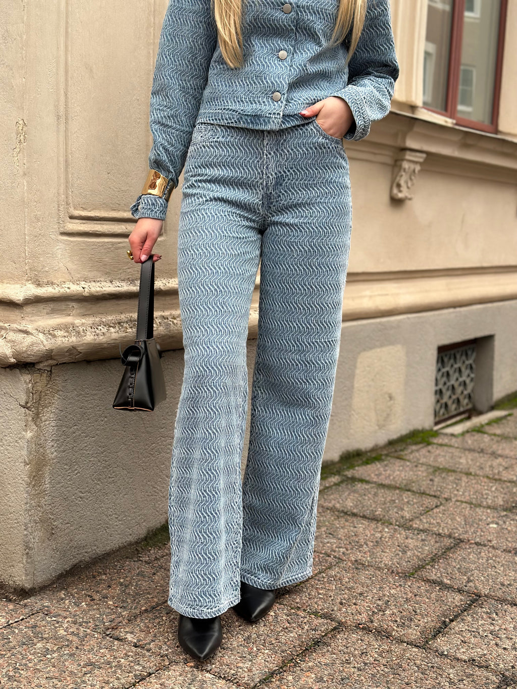 JDY - NICO STRUKTURE HW WIDE JEANS - LIGHT BLUE DENIM