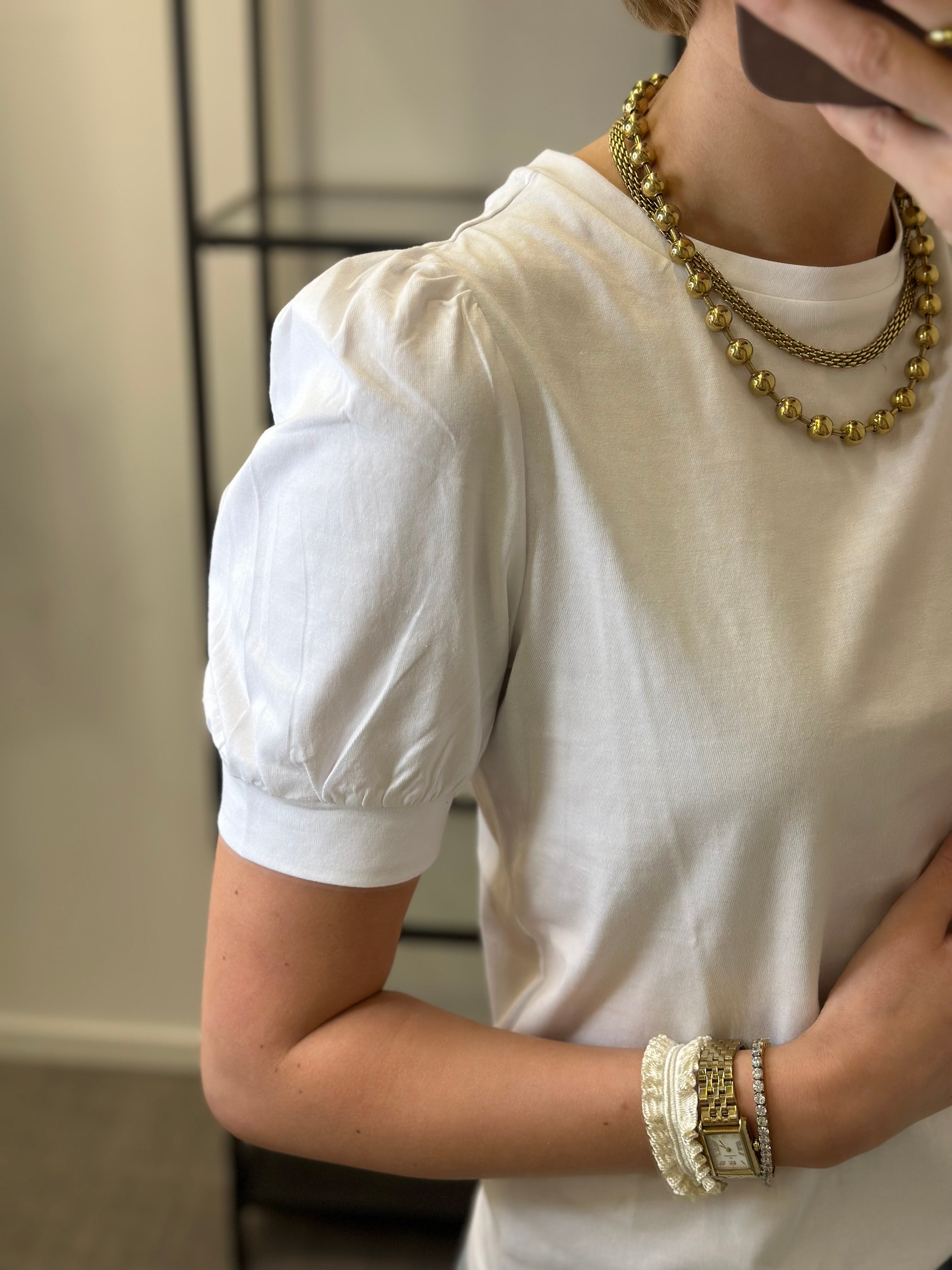 AWARE - KERRY 2/4 O-NECK TOP - BRIGHT WHITE