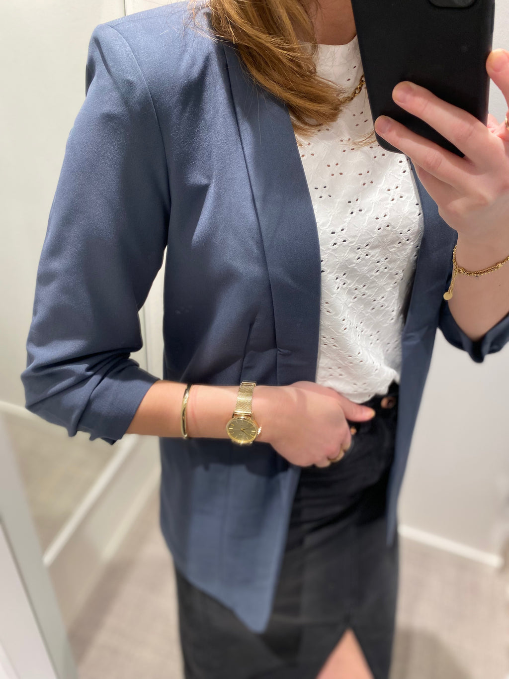 PIECES - BOSELLA 3/4 BLAZER - OMBRE BLUE