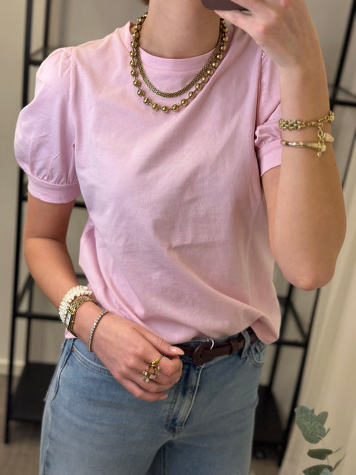 AWARE - KERRY 2/4 O-NECK TOP - PARFAIT PINK