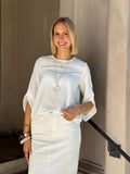 VEROMODA - ALVA 3/4 O-NECK TOP - WHITE