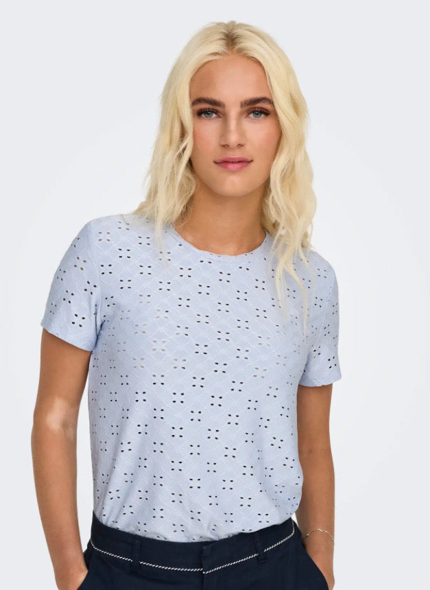 JDY - CATHINKA S/S TAG TOP - KENTUCKEY BLUE