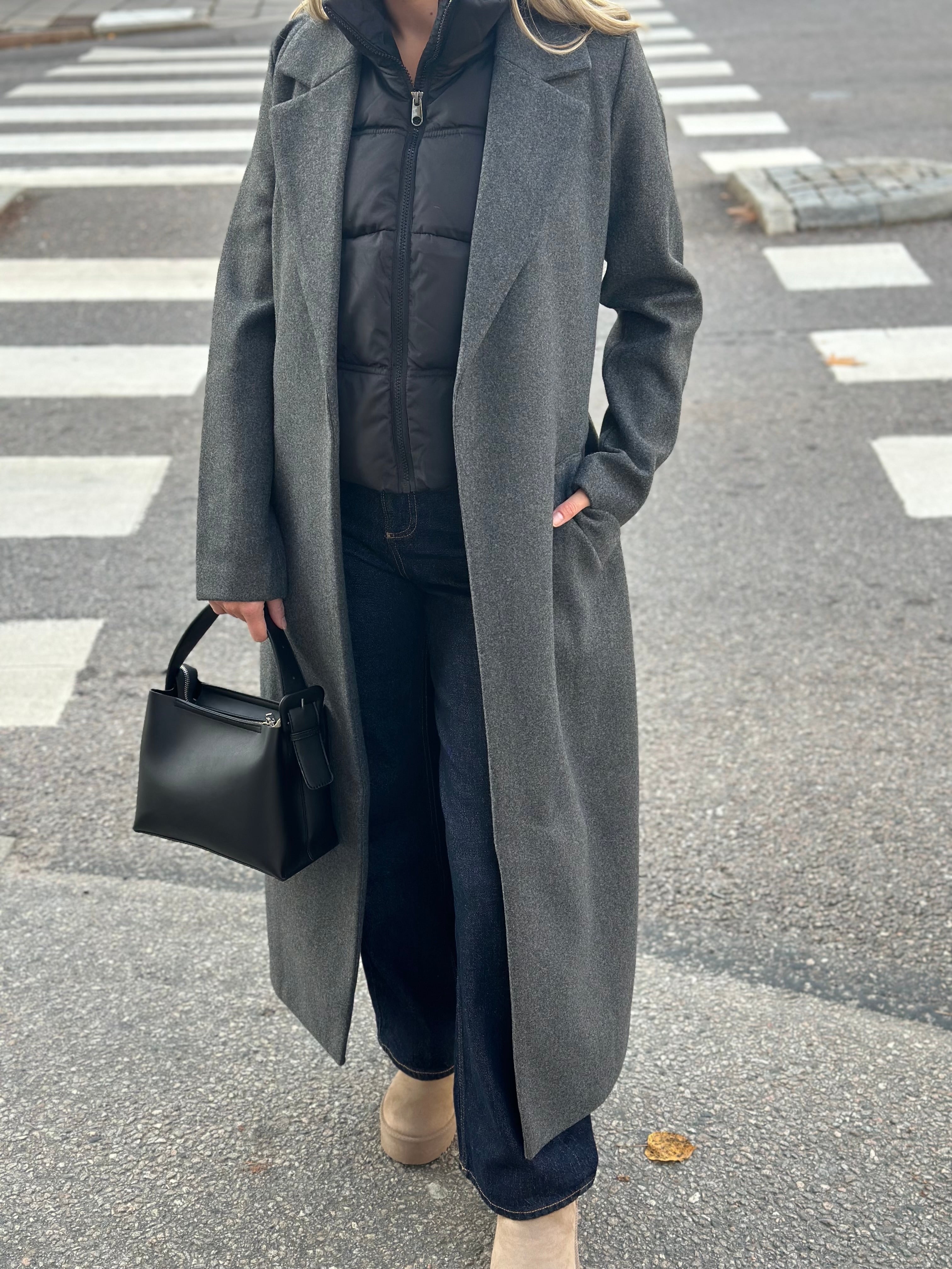 VERO MODA - FORTUNEAYA XTRA LONG COAT - DARK GREY MELANGE