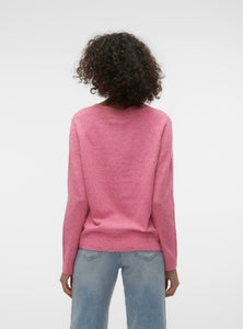 VERO MODA - DOFFY LS O-NECK BLOUSE - RASPBERRY SORBE/MELANGE