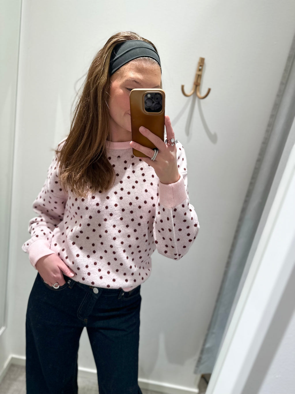 PIECES - NANCY LS O-NECK DOT KNIT - ROSEATE SPOONBI/WINETAISTING