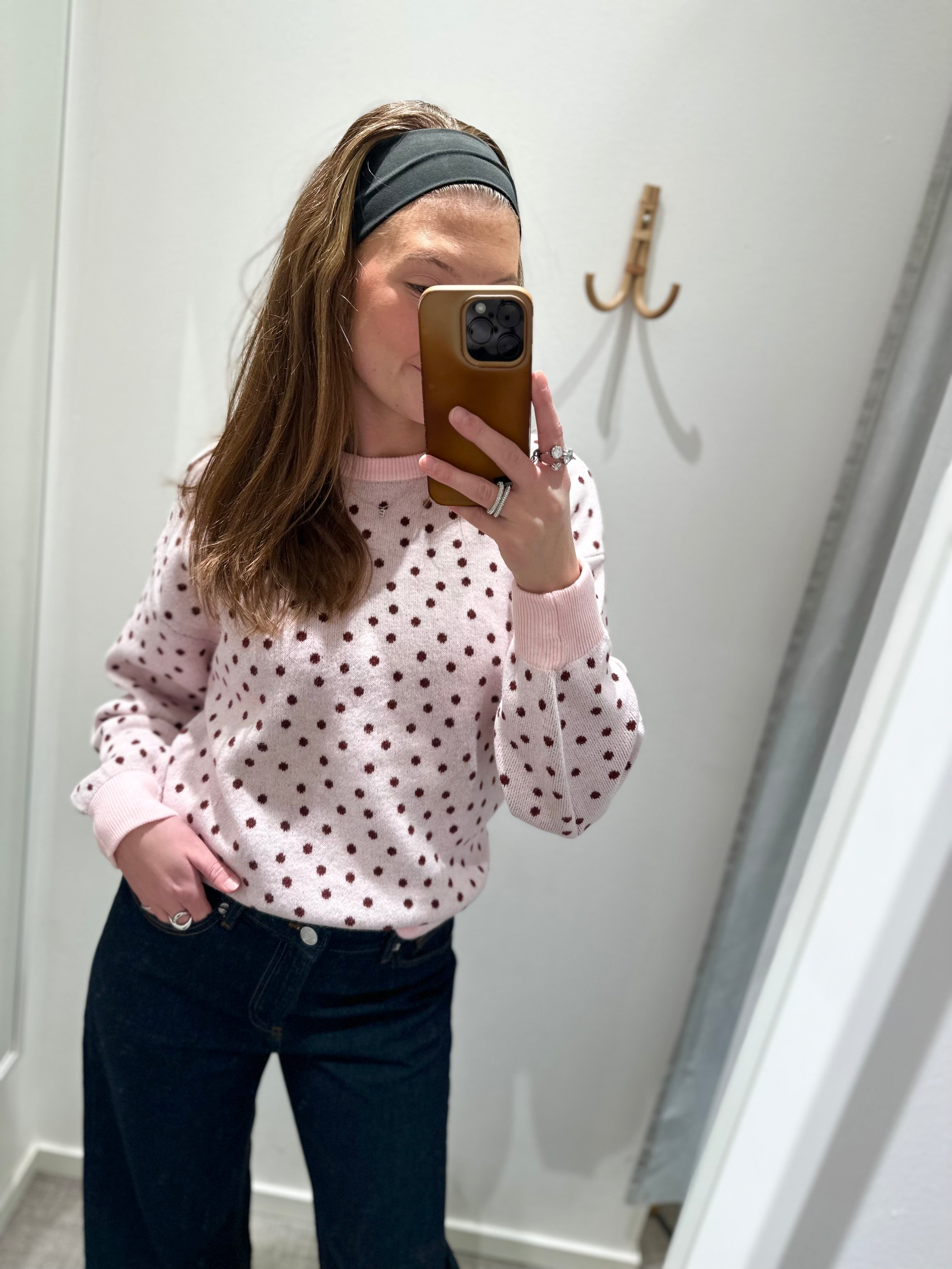 PIECES - NANCY LS O-NECK DOT KNIT - ROSEATE SPOONBI/WINETAISTING