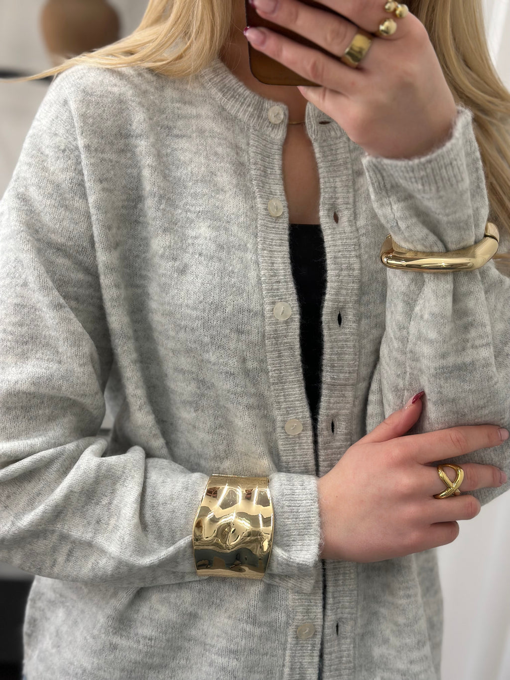 ONLY - SIMONI L/S O-NECK CARDIGAN -MEDIUM GREY/MELANGE