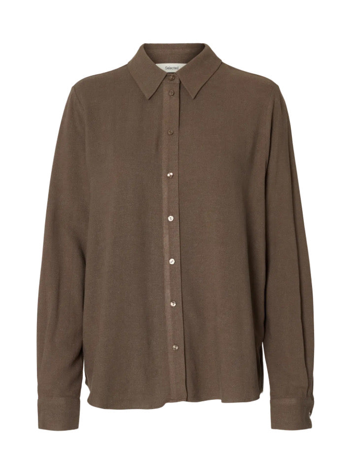 SELECTED FEMME - VIVA LS SUN SHIRT - CHOCOLATE CHIP
