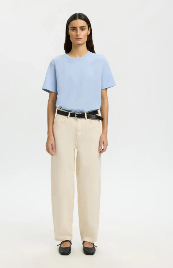 SELECTED FEMME - ESSENTIAL SS BOXY TEE - CASHMERE BLUE