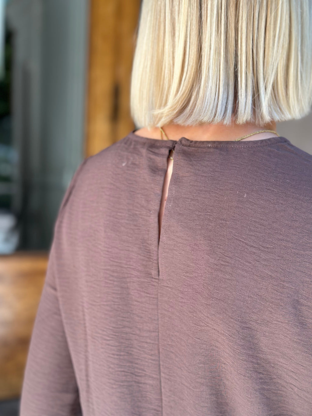 VEROMODA - ALVA 3/4 O-NECK TOP - CHOCOLATE MARTINI