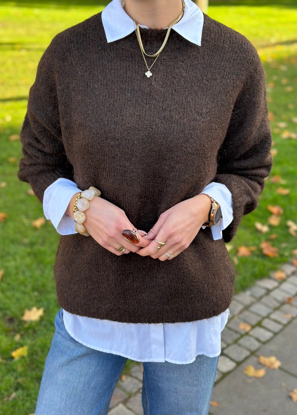 SELECTED FEMME - GABRIELLA LS KNIT NEW O-NECK - DELICIOSO MELANGE