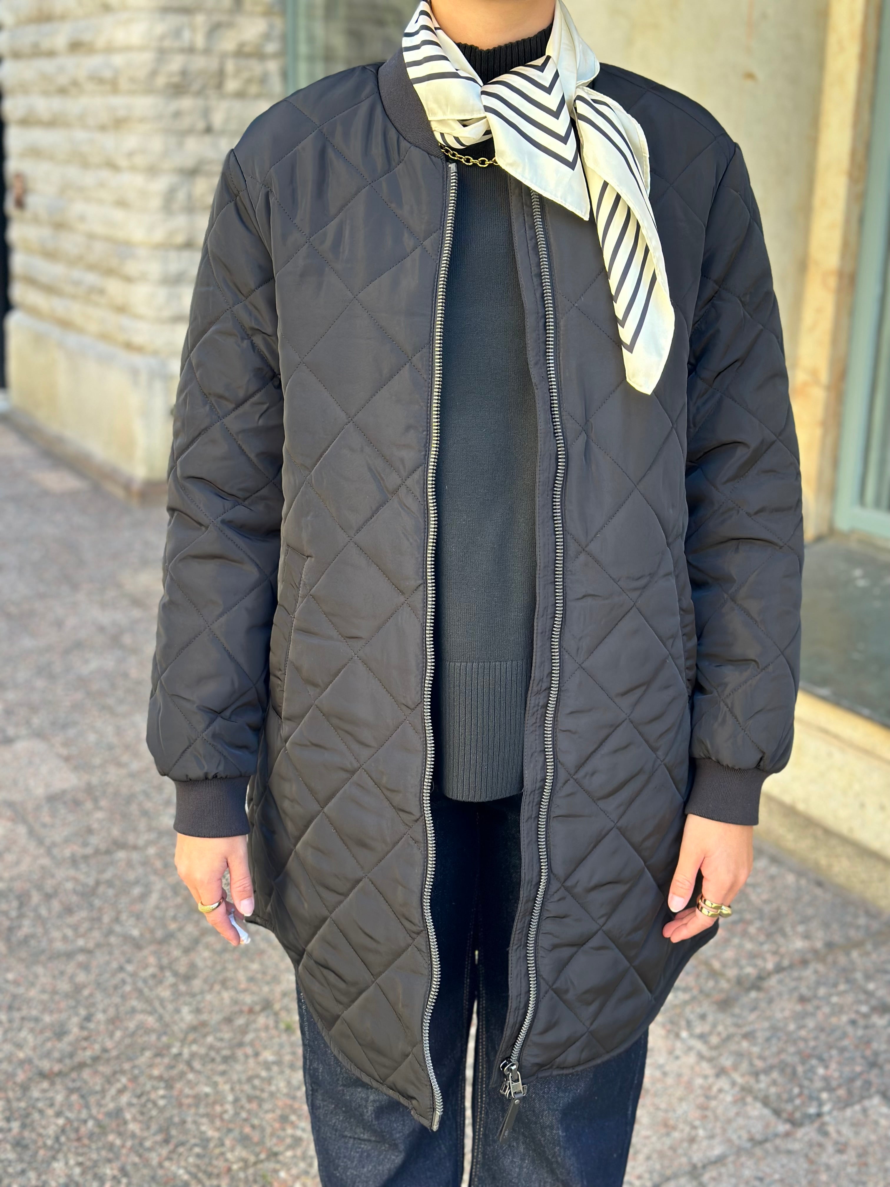 ONLY - JESSICA QUILTED COAT ZIP - BLACK