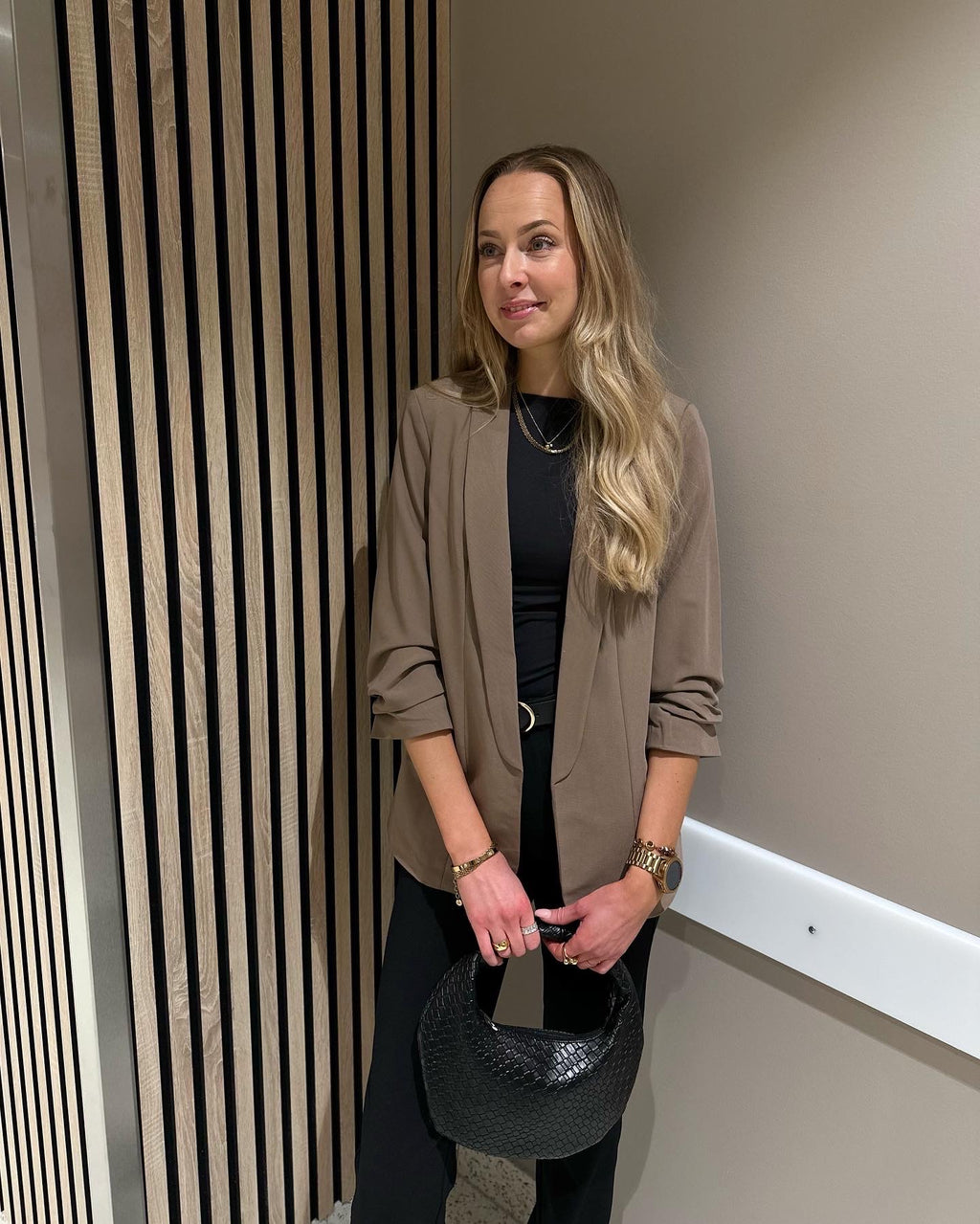 PIECES - BOSELLA 3/4 BLAZER - FOSSIL