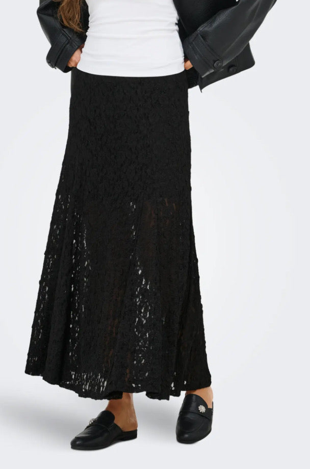 JDY - GALLAS LONG LACE SKIRT - BLACK
