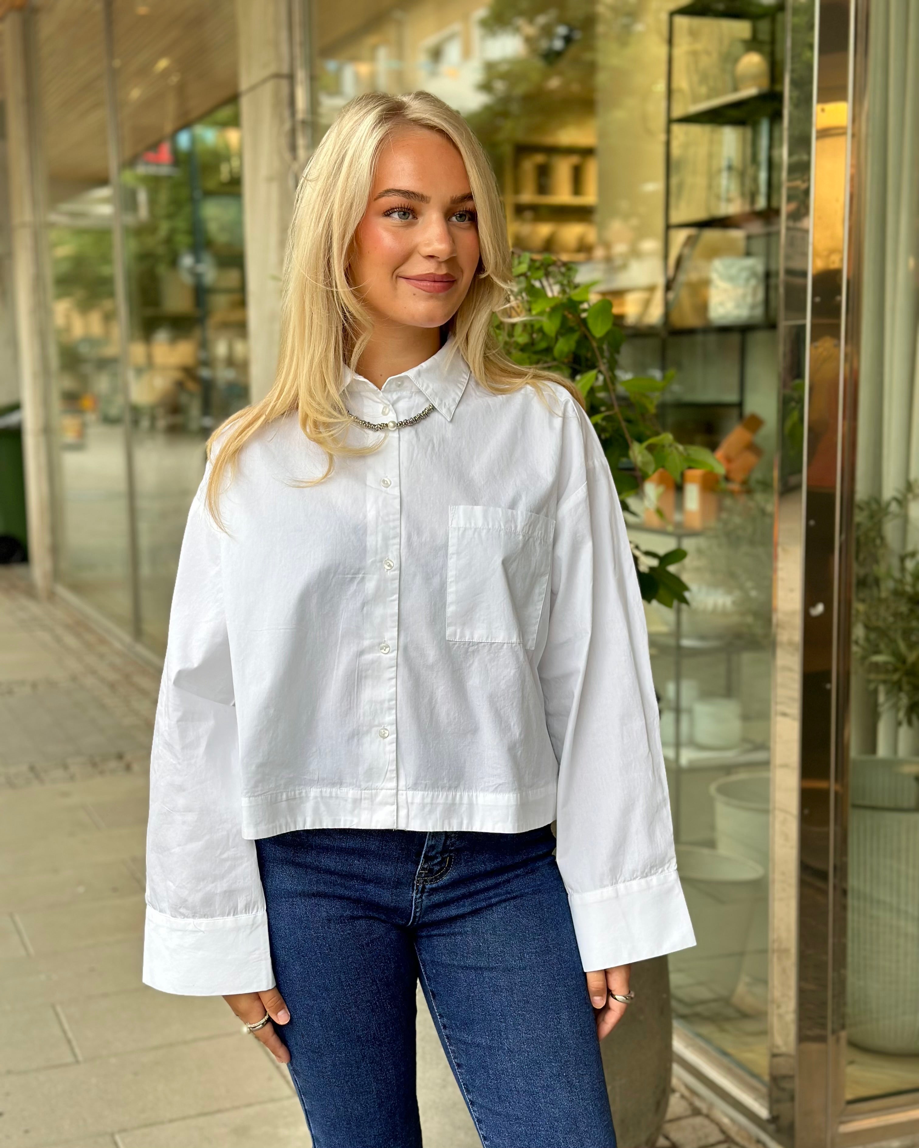 SELECTED FEMME - FASTHA LS CROPPED BOXY SHIRT - BRIGHT WHITE