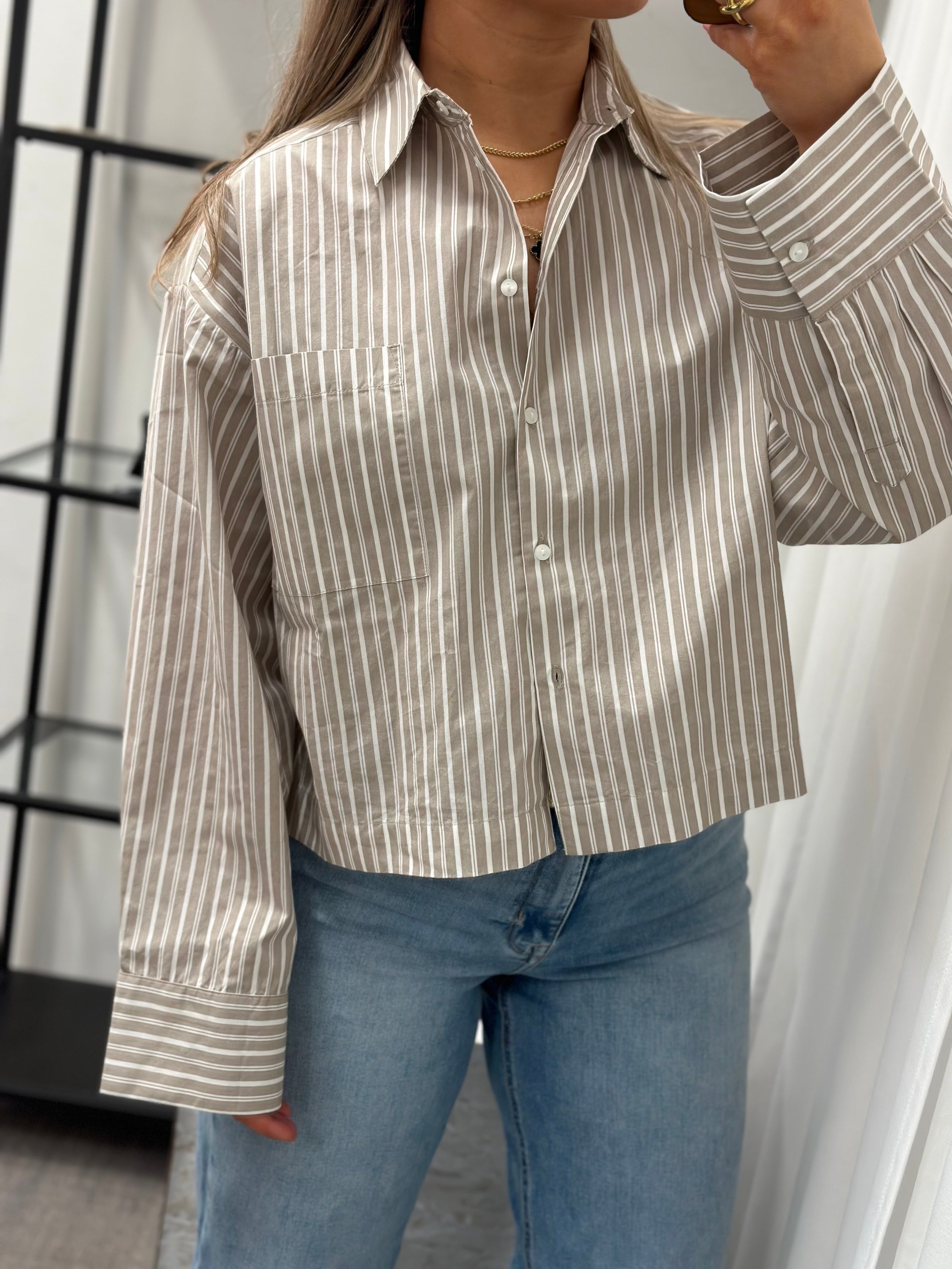 SELECTED FEMME - FASTHA LS CROPPED BOXY SHIRT - PURE CASHMERE/BRIGHT WHITE
