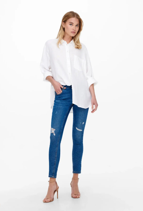 ONLY - TOKYO L/S LINEN BLEND SHIRT - BRIGHT WHITE