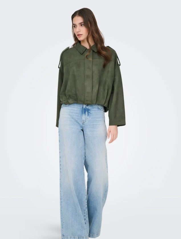 JDY - NIA FAUX SUEDE BAT JACKET - THYME
