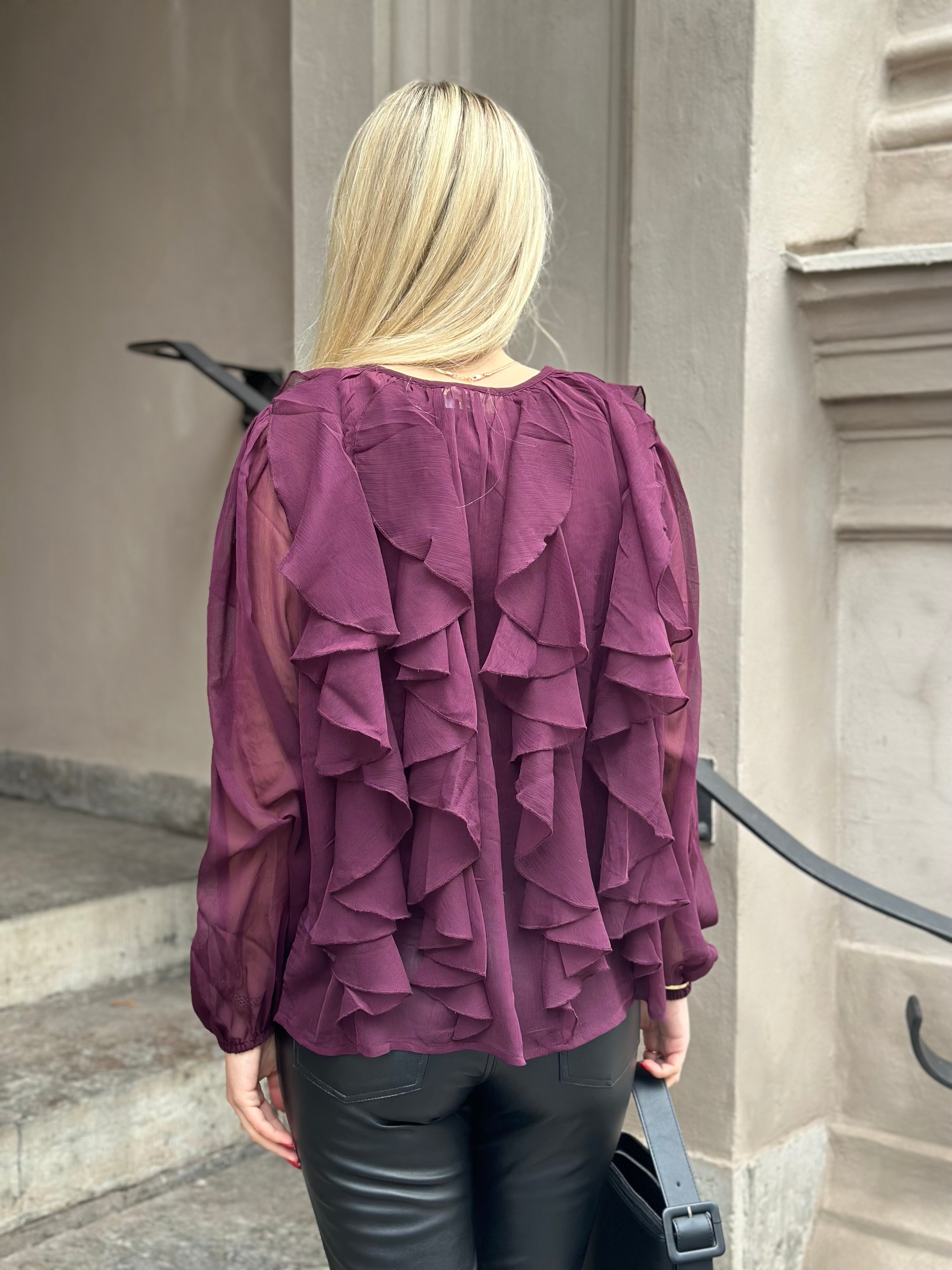 SOAKED - HARIETTA FRILL BLOUSE - WINETASTING