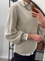 Ladda upp bild till gallerivisning, JDY - RUE GLITTER L/S BOAT PULLOVER - CHATEAU GREY/MELANGE
