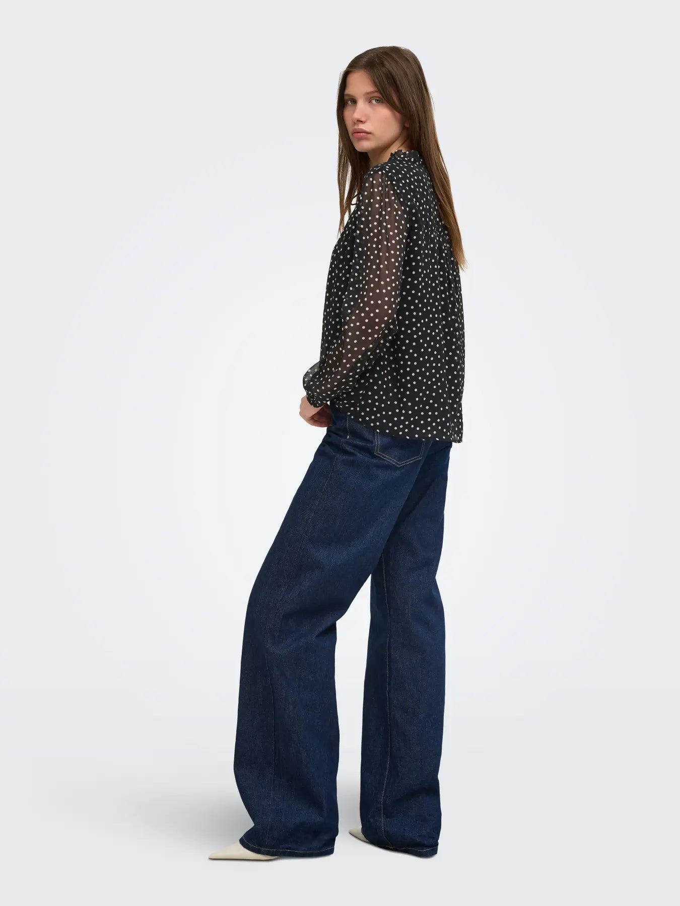 ONLY - DITSY L/S BLOUSE - BLACK/DOTS