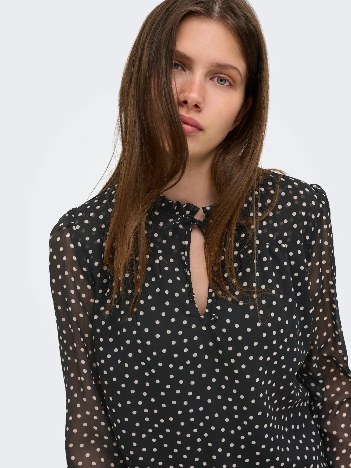 ONLY - DITSY L/S BLOUSE - BLACK/DOTS