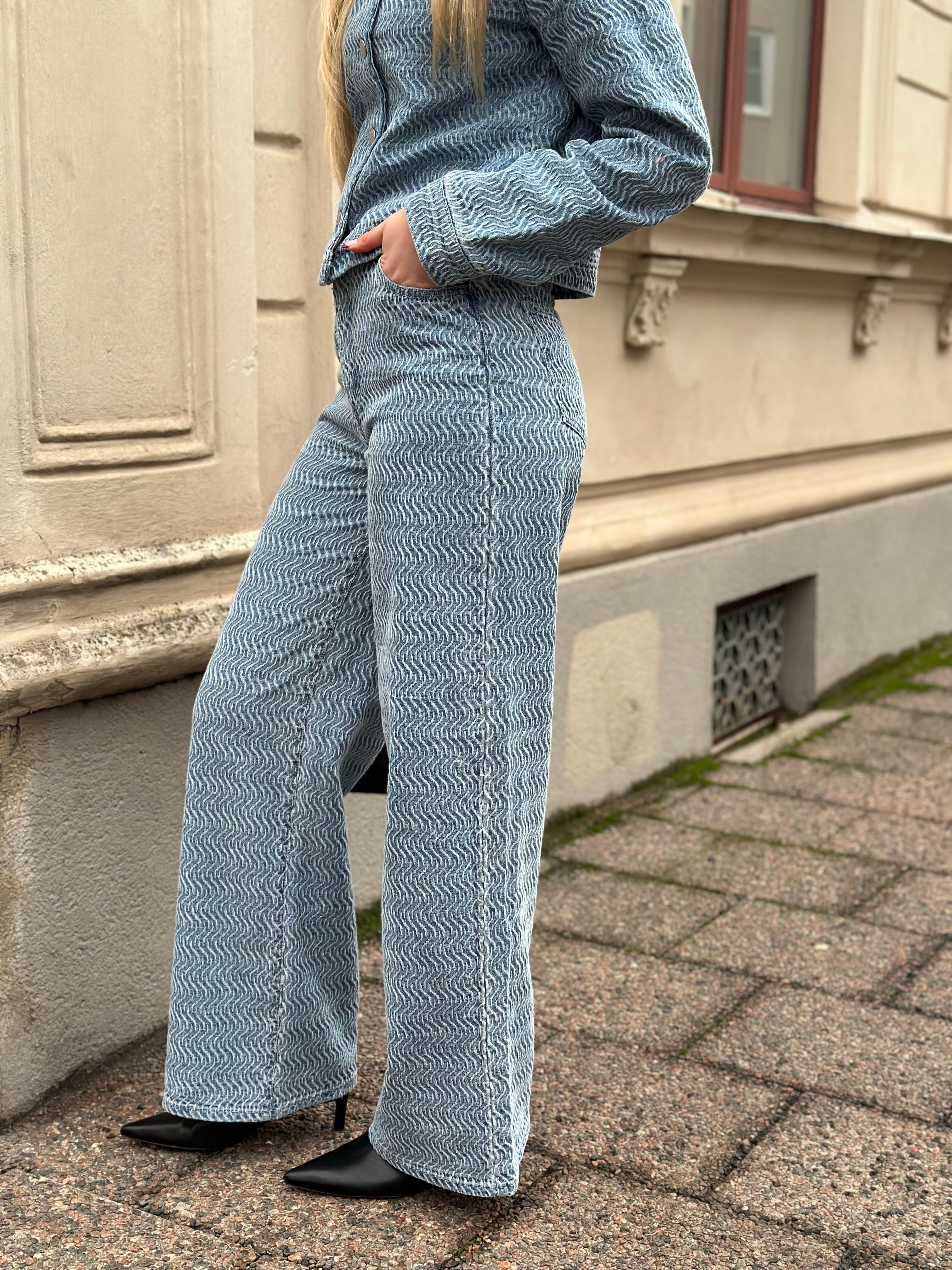 JDY - NICO STRUKTURE HW WIDE JEANS - LIGHT BLUE DENIM