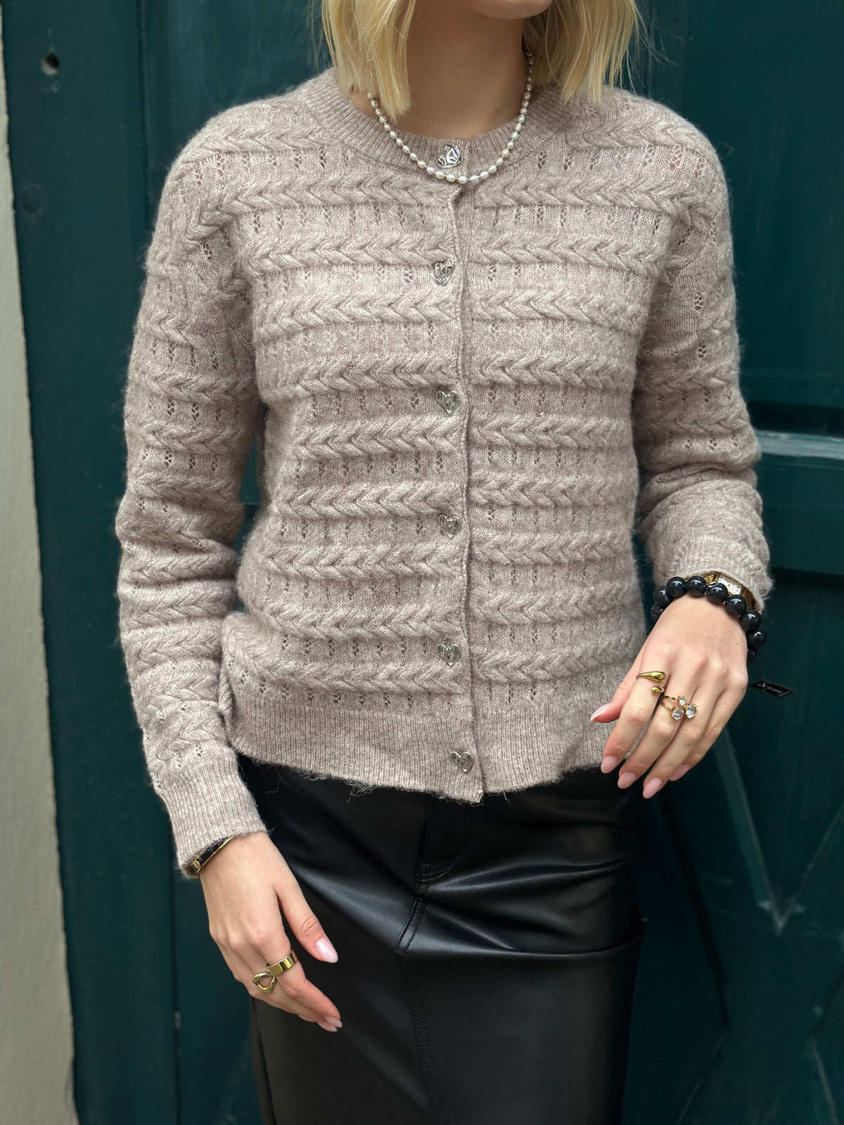 ONLY - CABALA LS CABEL CARDIGAN - MOCHA MERINGUE/SILVER